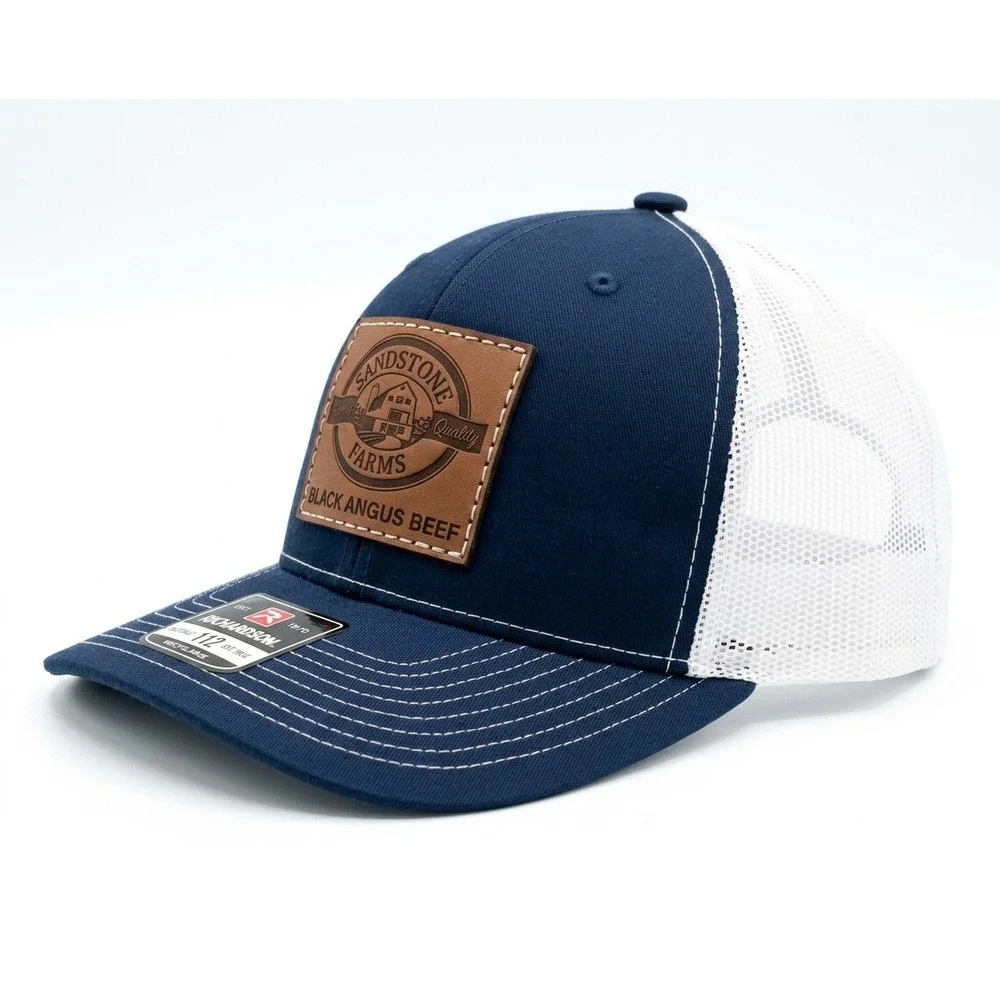Richardson WR Snapback Trucker Hat Cap Creekstone Angus Cattle Leather Logo